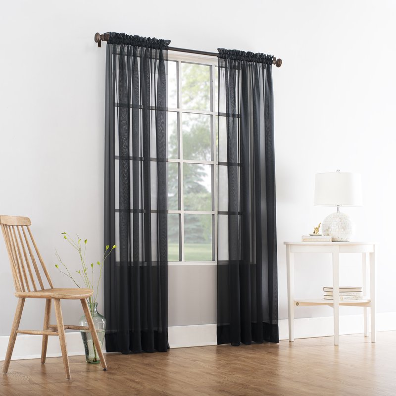 Sheer Voile Curtain Panel - Light Filtering Window Treatment, 84 Inch Width