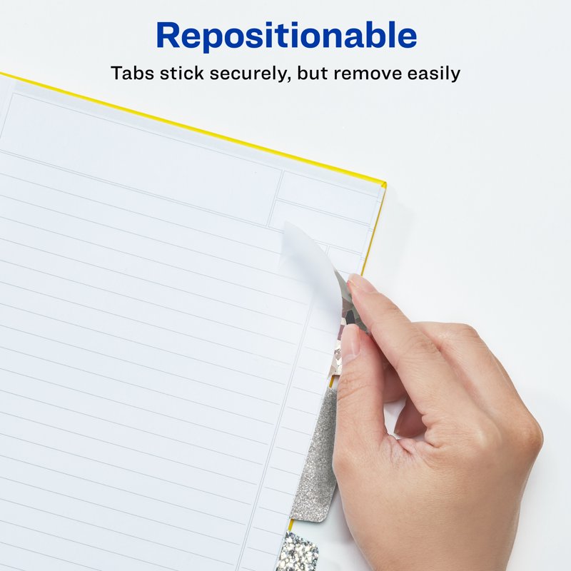 Repositionable Write-On Silver Tab Set - Multi-Use 2x1.5 Inch, 18 Pack