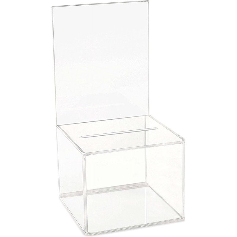 Acrylic Donation & Suggestion Box with Display Sign - 5x5 Inches, Pack of 2