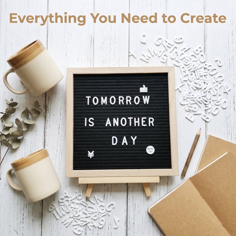 Felt Letter Message Board 10x10 Inch with 340 Letters & Emojis for Home & Baby Announcements