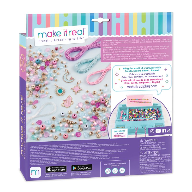 Celestial Stones DIY Bracelet Kit for Kids & Tweens - Create 8 Fashionable Jewelry Sets with Charms & Beads