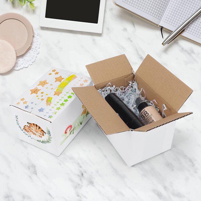 40 Pack White Corrugated Shipping Boxes 6x4x4 - Eco-Friendly Mailer