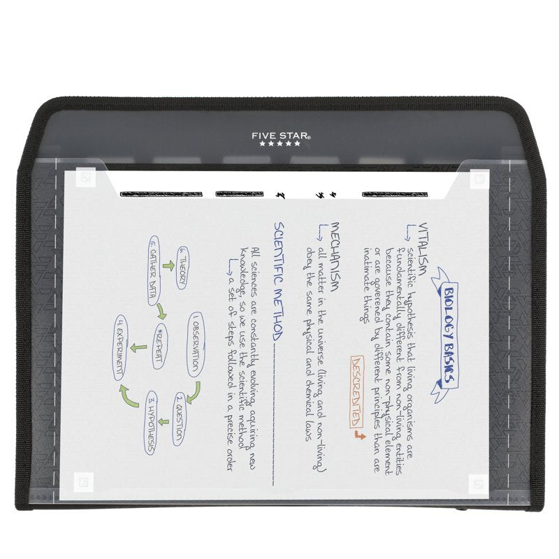 Customizable 7-Pocket Expanding File Folder - Black, Letter Size, Durable Zipper Closure
