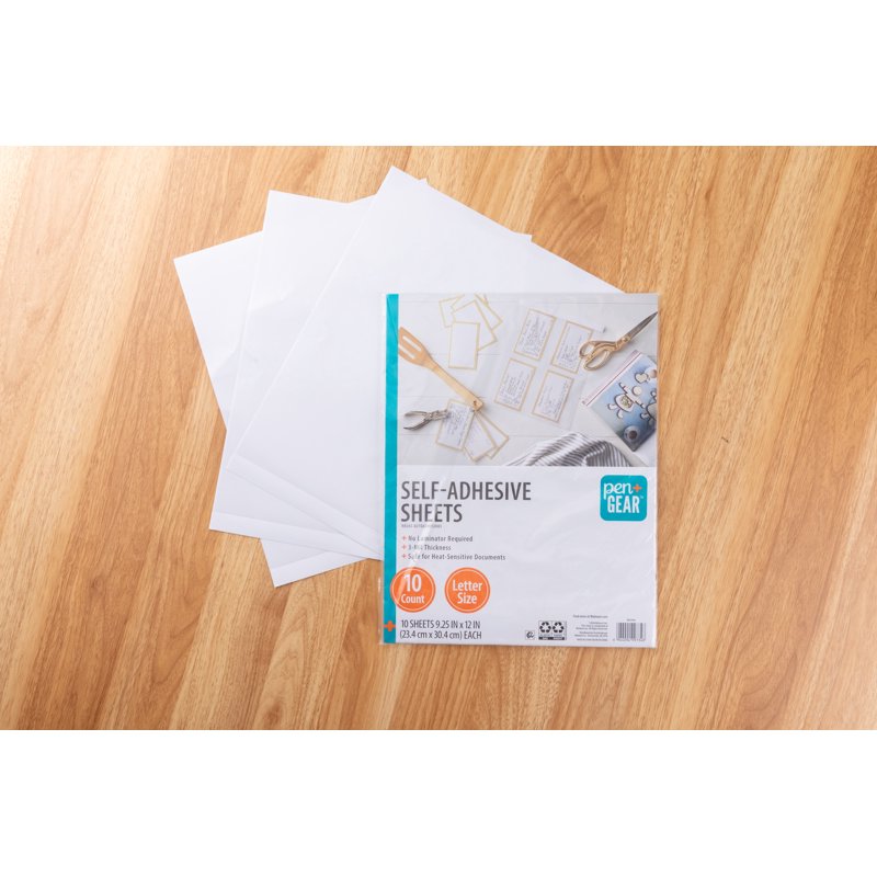 Self-Adhesive Laminating Sheets - Clear, Letter Size, 10+ Pack