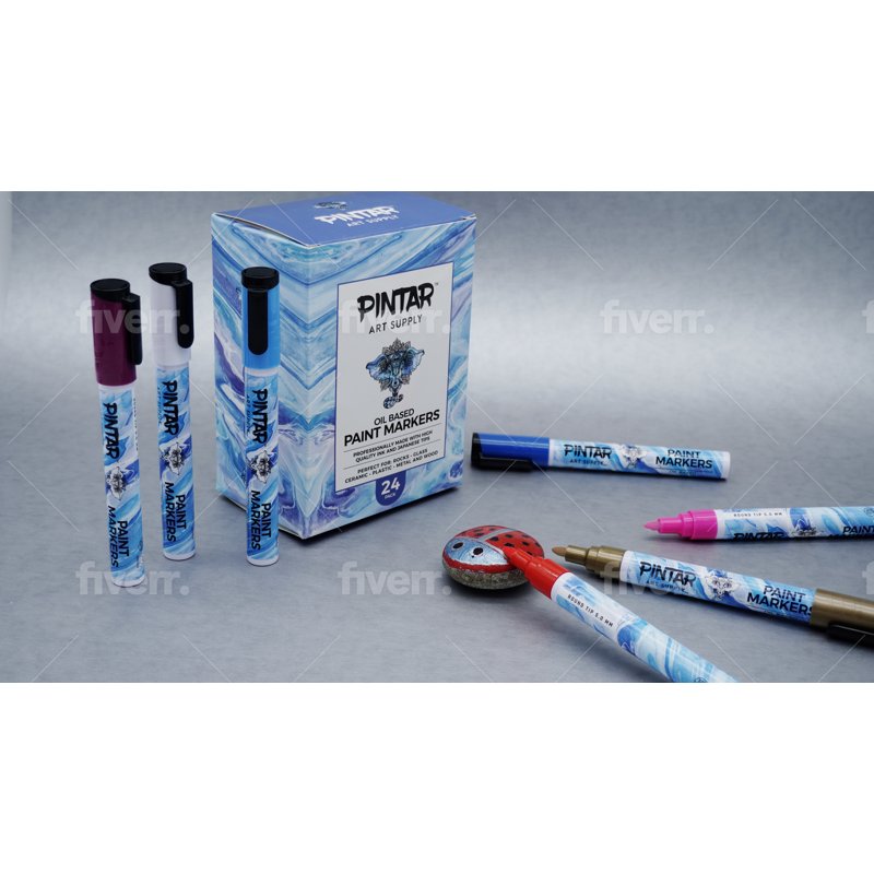 Oil Based Paint Markers Set for Rock, Glass, Wood, Fabric, Plastic - 20 Medium & 4 Fine Tips