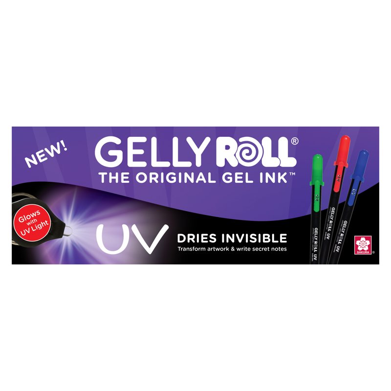 UV-Visible Gel Ink Pen Set - Bold Point, 3 Colors for Secret Notes & Artwork