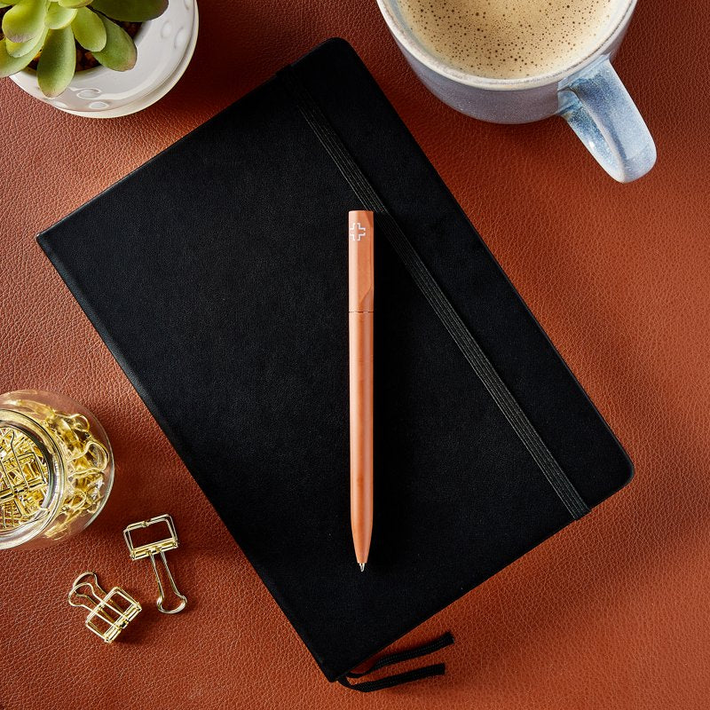 Simulated Leather Journal with 240 Ruled Pages - A5 Size, Black