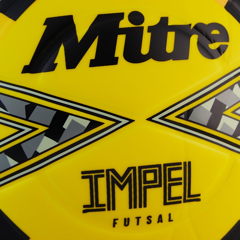 Mitre Impel Futsal Training Soccer Ball - 6-Panel Durable Soft-Touch, Yellow/Black (Size 4)