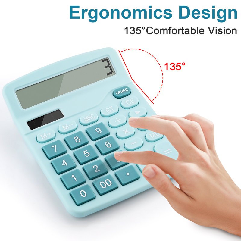 12-Digit Solar Dual Power Desktop Calculator for Office & Business