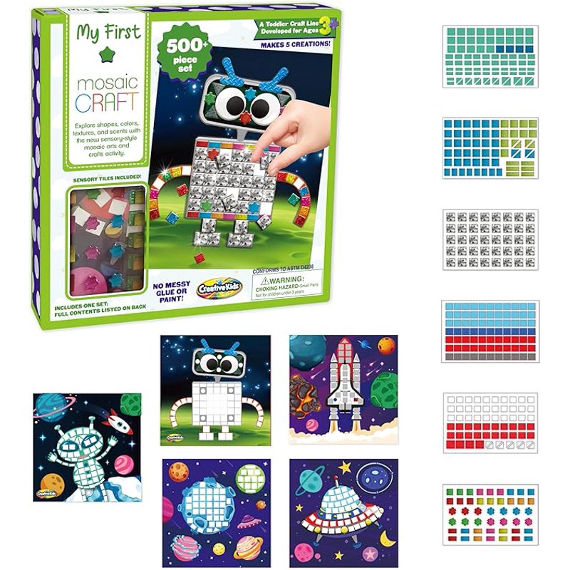 Kids Sensory Sticker Mosaic Craft Kit for Ages 3+ - Over 50 Pieces