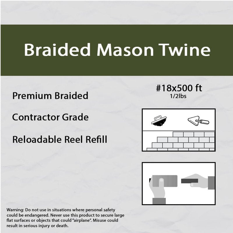 Braided Nylon Mason Line 18 - Oil & Moisture Resistant Twine for Masonry, Gardening, Crafting