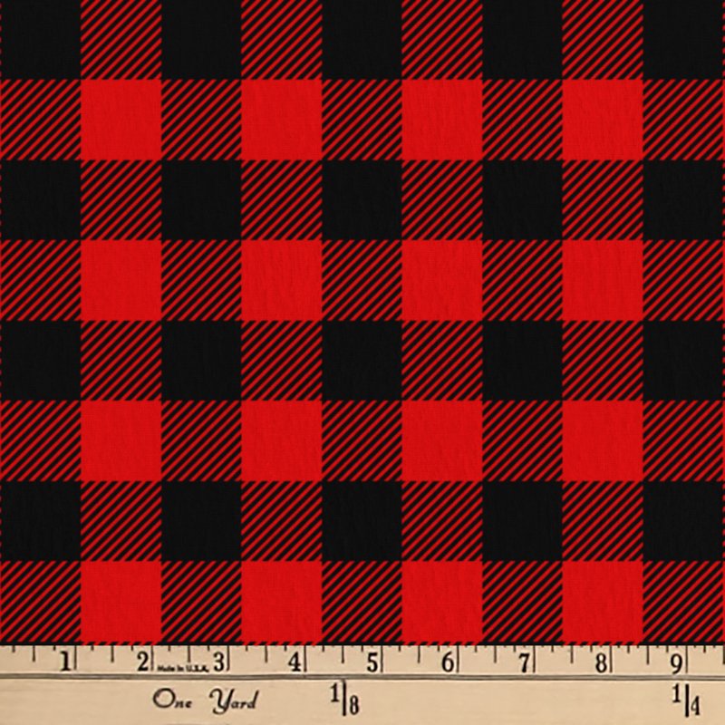 Light-Weight Cotton Flannel Buffalo Plaid Fabric for Sewing & Crafts - Red/Black - 42 in x 1.5 yd Precut