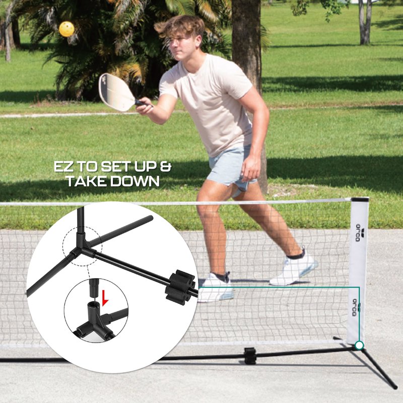 Half-Court Pickleball Net Set with Steel Poles, Paddles, Balls & Travel Bag by ORCA
