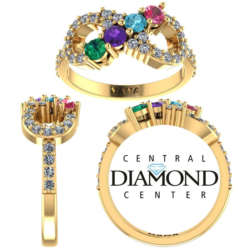 Mother's Infinity Ring with Birthstones - Gold, Silver, or Rose Gold
