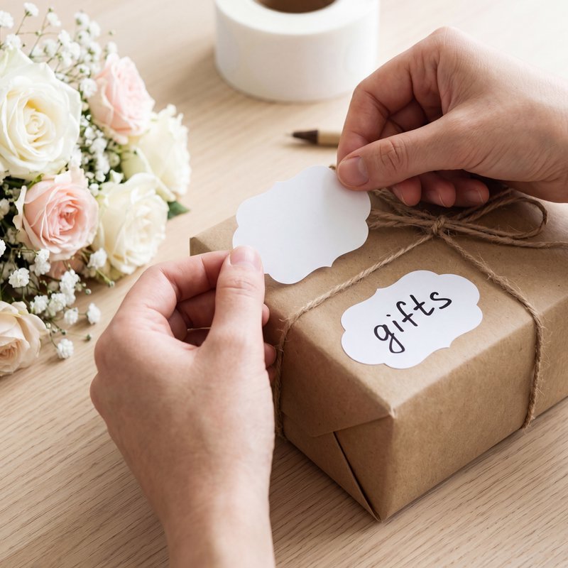 1500 Water-Resistant Gift Label Stickers with Lace Design - All-Purpose Kraft Paper Tags