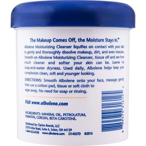 Albolene Moisturizing Cleanser & Makeup Remover Balm - Fragrance-Free Facial Cream for Cleansing & Hydration - Multi-Use Skincare for All Skin Types - No Harsh Chemicals
