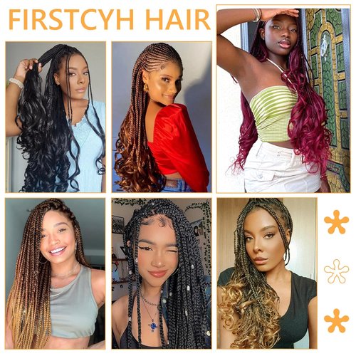 French Curl Braiding Hair Pre Stretched 22 Inch Braiding Hair 350# Loose Wavy Pre Streched Braiding Hair for Black Women (22 Inch(7Packs), 350#)