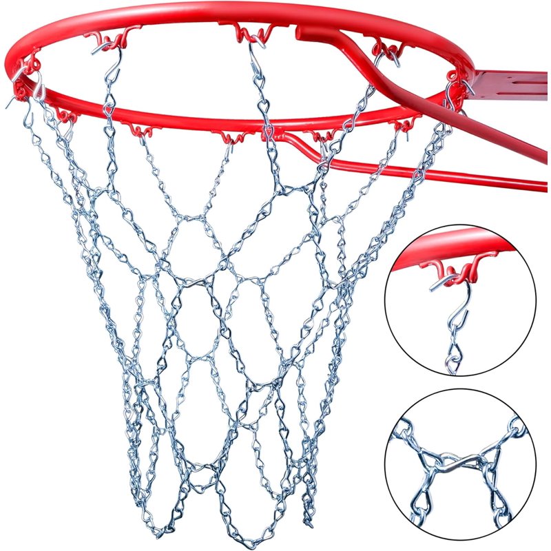 Heavy Duty Chain Basketball Net - Rustproof All-Weather Metal Replacement - 12-Loop Standard Size