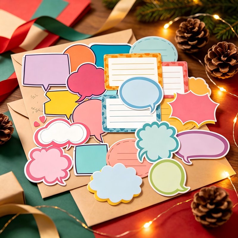 Colorful Thought & Speech Bubble Sticker Labels for Scrapbooking and Planners - 250 Pcs Set, 25 Designs