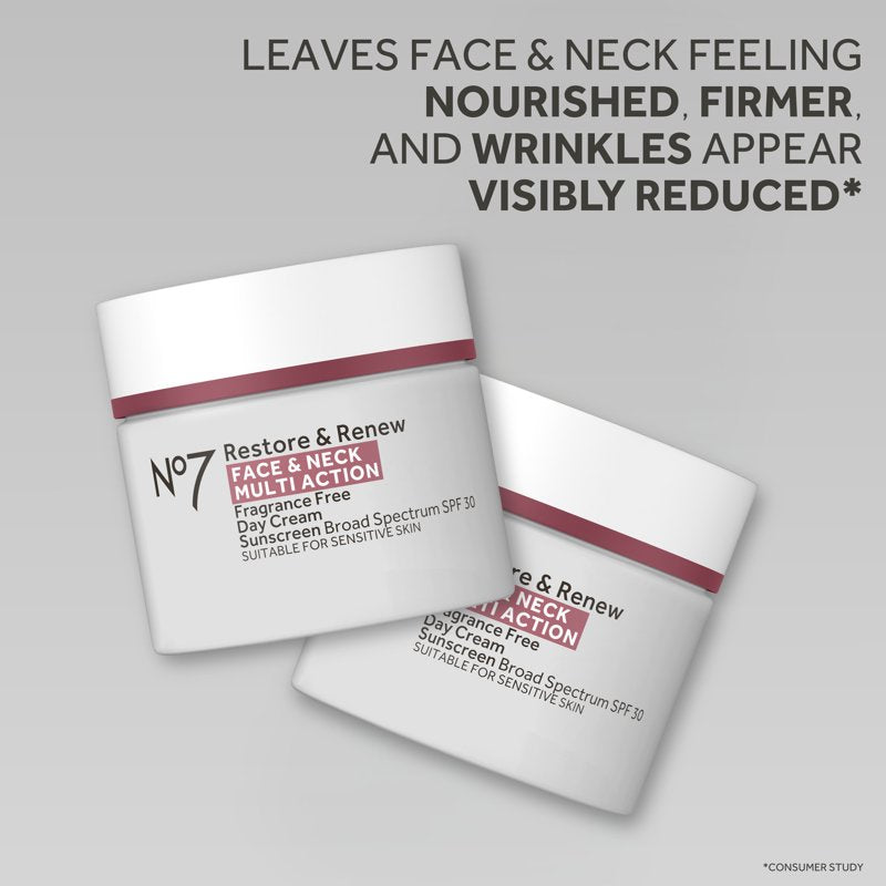 No7 SPF 30 Face & Neck Sunscreen Day Cream Fragrance-Free 1.69 fl oz