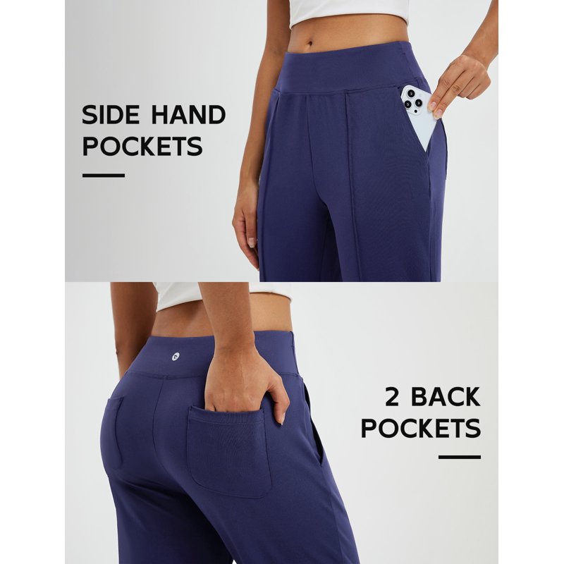 Baleaf Women’s Travel Pants Stretch Ankle Golf Pants with Pockets Navy Blue XS