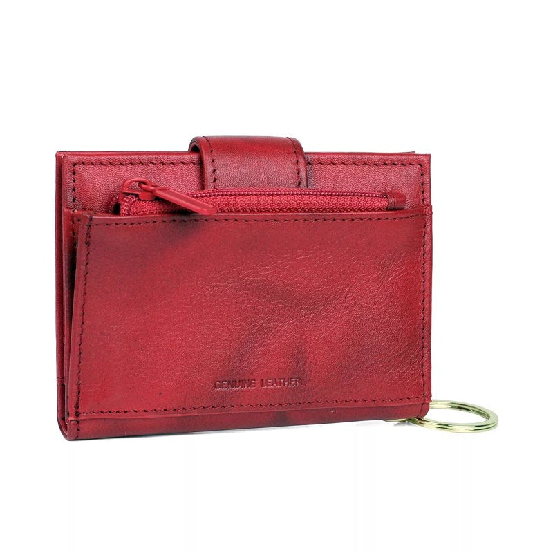 Women's Leather Card Case with Multiple Slots and Zipper Pocket - Heiress Pik-Me-Up