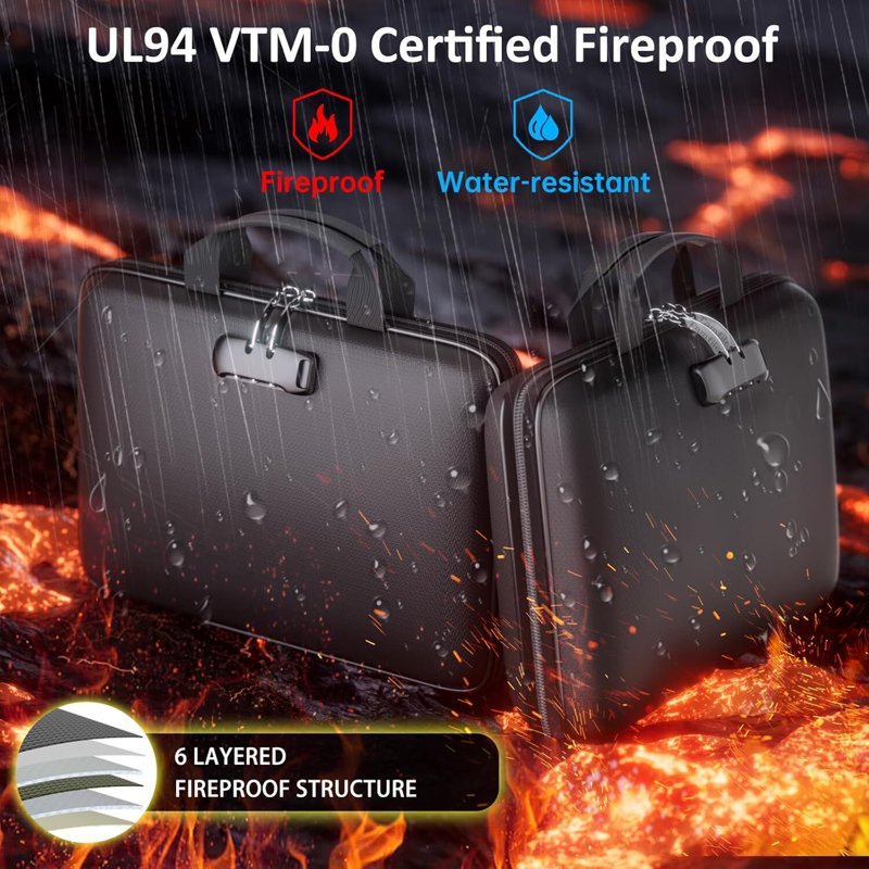 Fireproof Document Box with Lock & Accordion File Organizer - Portable Safe Storage