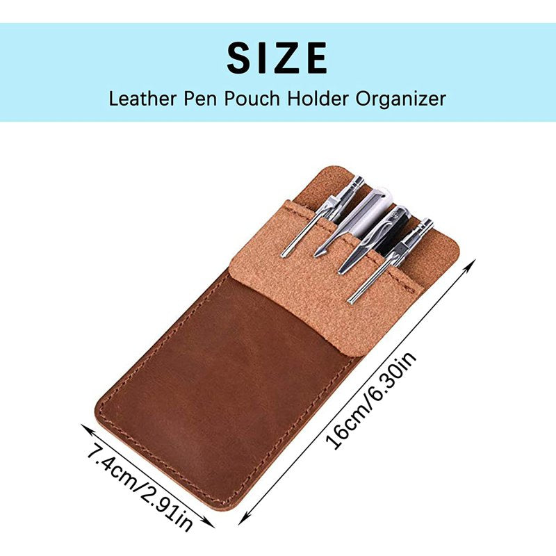 Leather Pen Pouch Organizer Set - Multi-Purpose Pencil & Pen Holders, 4 Pack