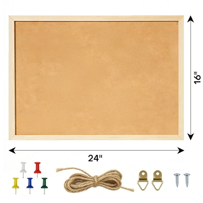 24x16 Inch Cork Bulletin Board for Wall Office & Home Decor