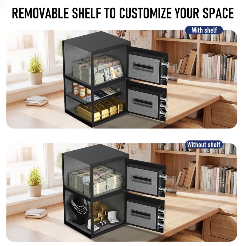 Digital Safe Box with Key Hook & Adjustable Shelves - High Security Cabinet