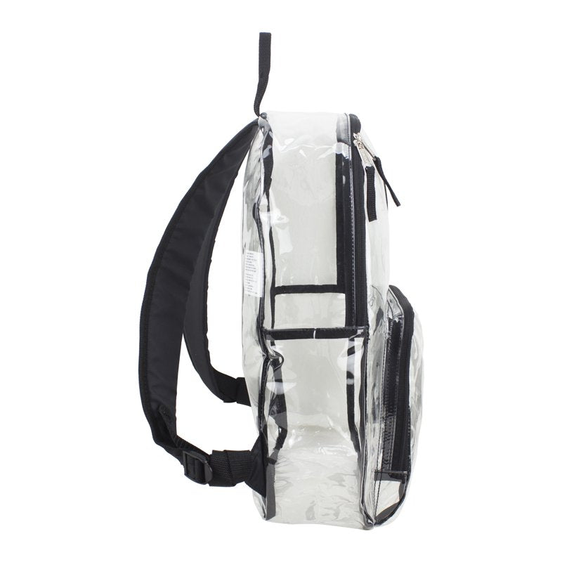 Clear Backpack with Front Pocket & Adjustable Straps - Unisex Travel School Bag