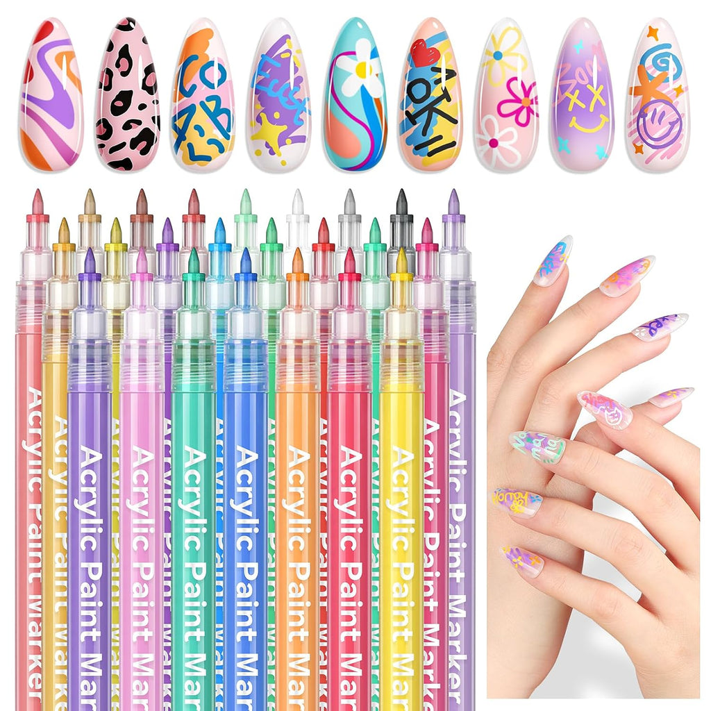 Saviland 12 Colors Nail Art Pens Set - 3D Nail Polish Pens Acrylic Paint Pens Nail Markers for Nail Art Drawing Painting Nail Point Dotting Liner Pen Manicure Tools Nail Design Kit Home Nail Salon DIY