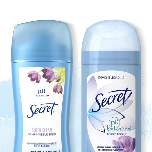 Secret Invisible Solid Antiperspirant and Deodorant, Sheer Clean, 2.6 Oz (Pack of 6)