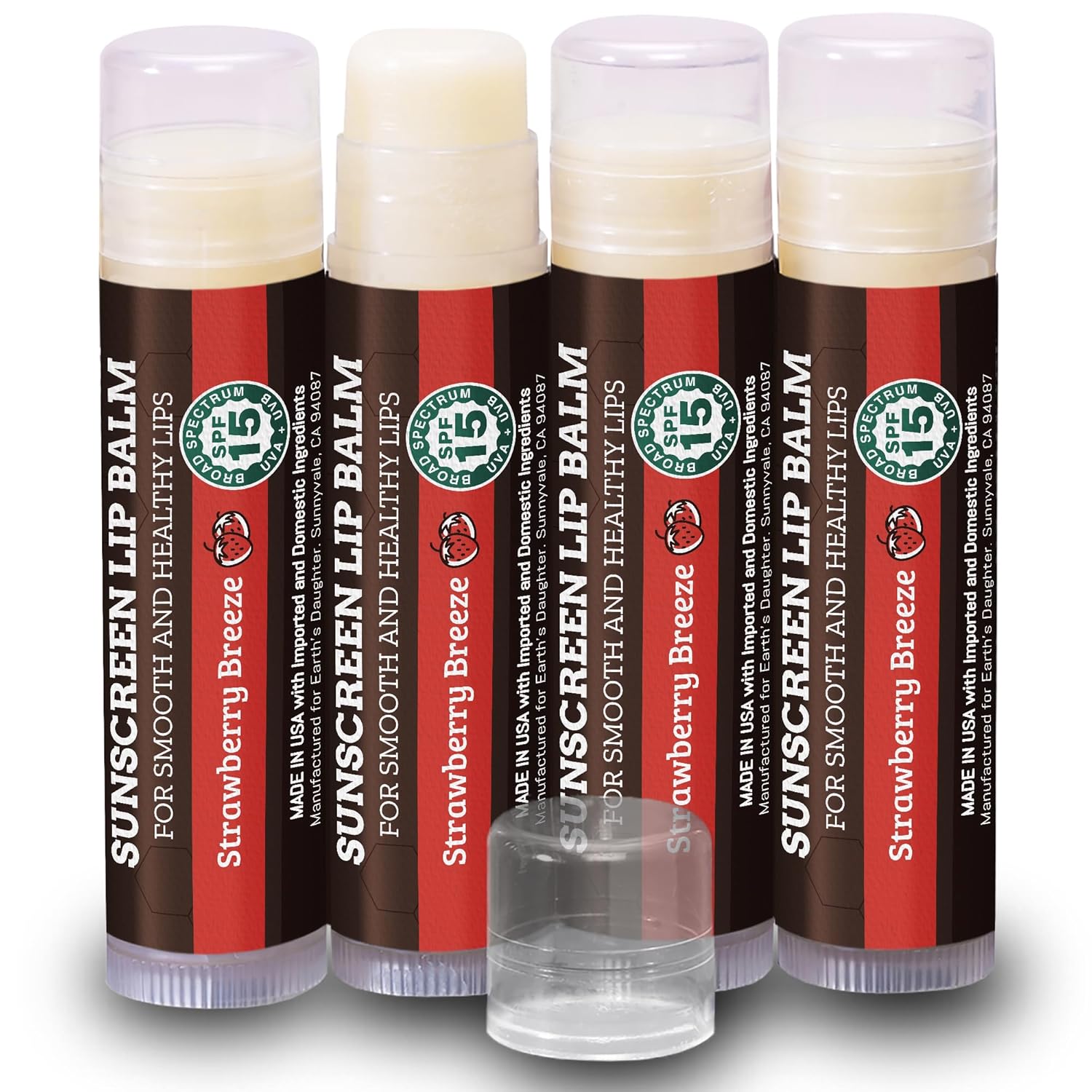 Earth's Daughter USDA Organic Lip Balm 6-Pack - Fruit Flavors, Beeswax, Coconut Oil, Vitamin E - Best Lip Repair Chapstick for Dry Cracked Lips - Moisturizing Lip Care