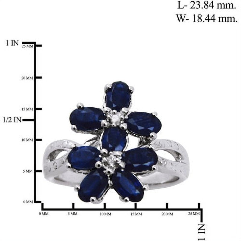 Sterling Silver Sapphire Birthstone Ring with White Diamond Accent, Hypoallergenic Jewelry for Women