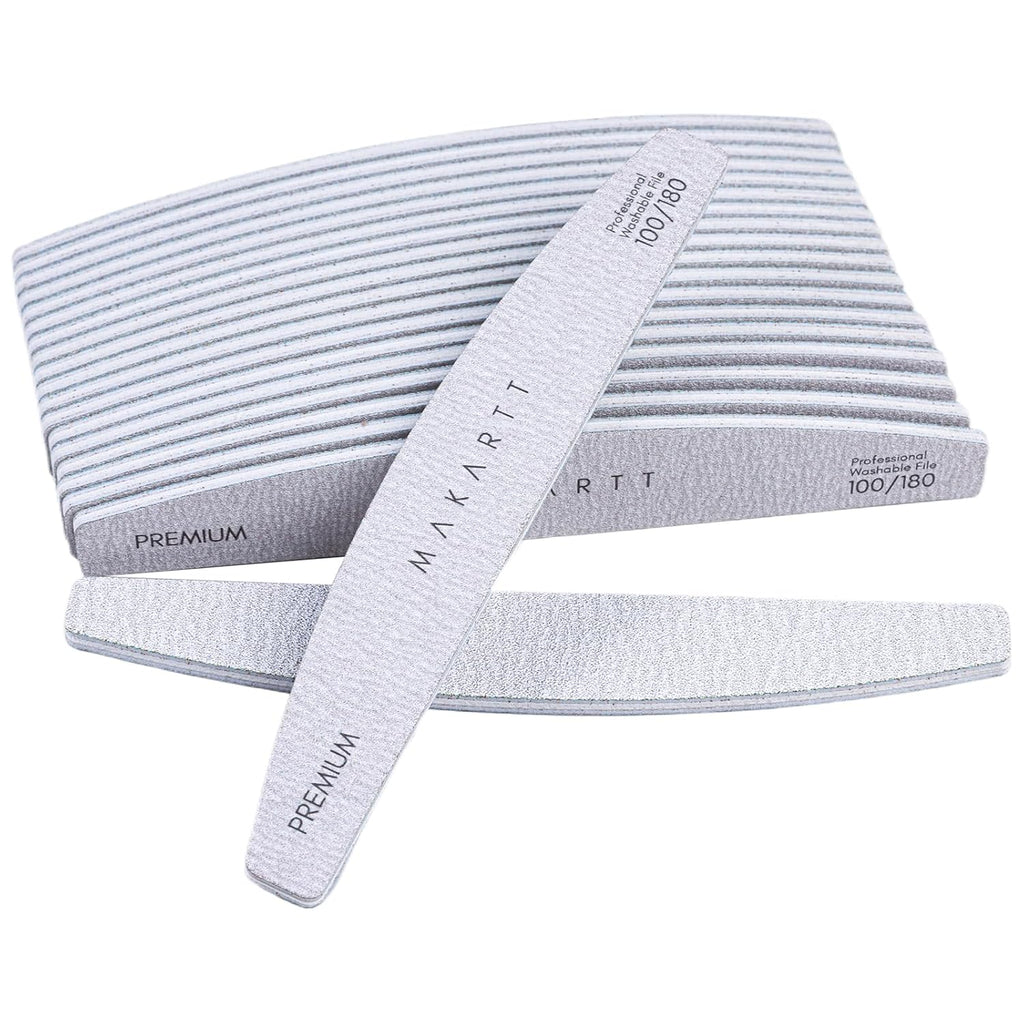 Makartt Nail File: 100/180 Grit Emery Boards for Nails, 10 Pcs Zebra Doubled Sides Coarse Fingernail Filer for Acrylic and Extension Gel Removal Manicure Kit Salon Home Use