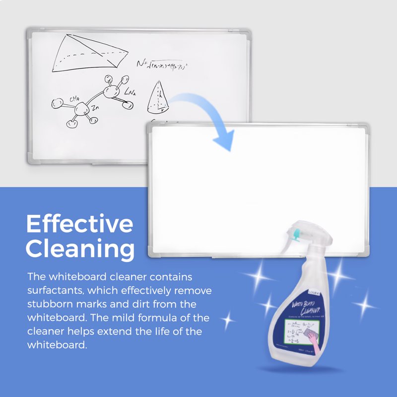 Whiteboard Cleaner with Microfiber Eraser Kit - Non-Toxic, Low Odor, 17 fl oz