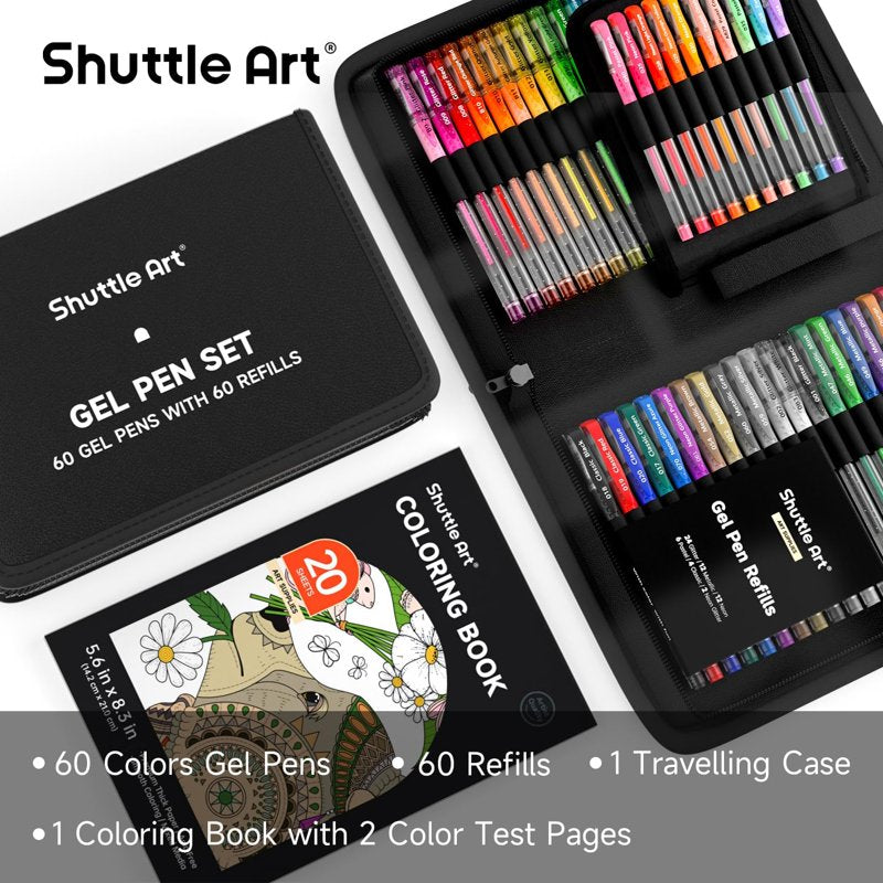 120 Pack Colored Gel Pen Set with 60 Refills - Vibrant Art & Writing Supplies