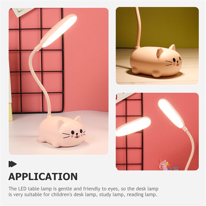 Pink Cat Table Lamp - 26cm Kids Night Light for Girls Bedroom Decor