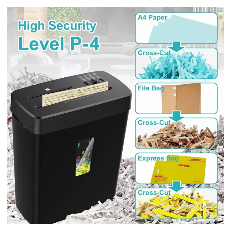 10-Sheet Cross Cut Paper Shredder with CD Credit Card Security Auto Jam Proof Basket