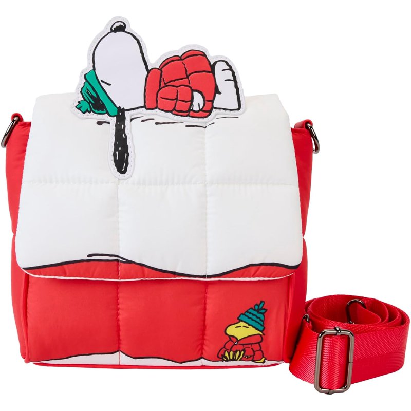 Peanuts Snoopy and Woodstock Snow Day Doghouse Crossbody Bag - Holiday Loungefly