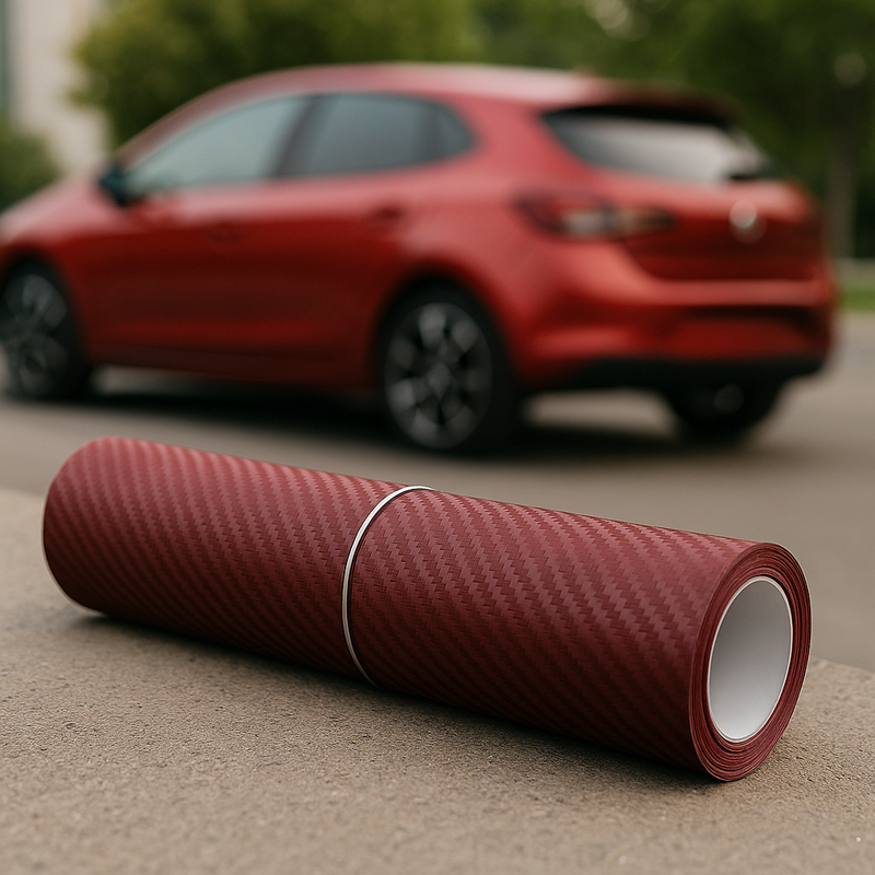 Matte Burgundy Vinyl Wrap 5ft x 20ft Carbon Fiber Film for Car, Motorcycle & Surface Wraps