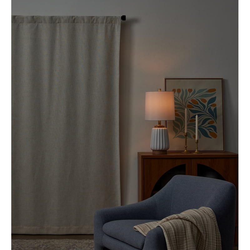 Blackout Linen Blend Curtain Panel - 50x84 inches, Modern Home Decor