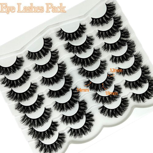 etokdos Fluffy Lashes D Curl Dramatic Strip Lashes Mink 20mm Long Big Eyelashes Pack 3D Volume Faux Mink Fake Lashes Pack