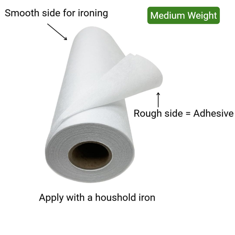 Medium Weight Fusible White Interfacing for Sewing & Quilting 15" x 25yd