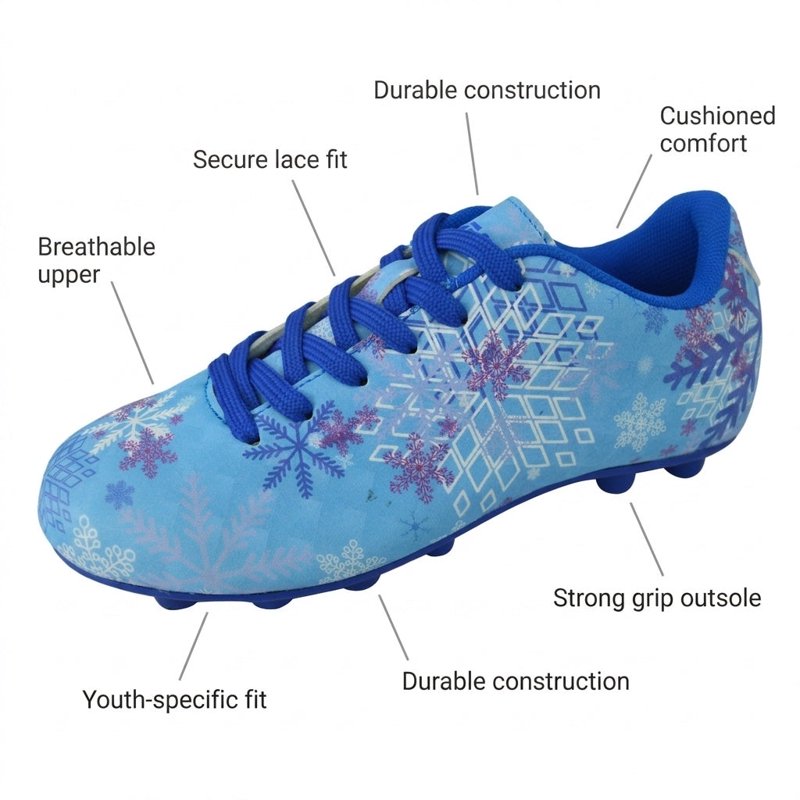 Vizari Frost Kids Soccer Cleats 13.5 Blue/Purple – Firm Ground Indoor/Outdoor Footwear