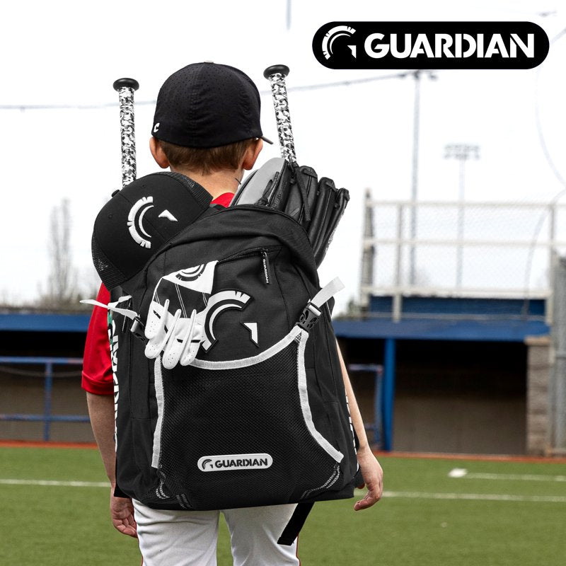 Youth Baseball Backpack with External Helmet Holder and Bat Sleeves - Durable Softball Bag for Kids