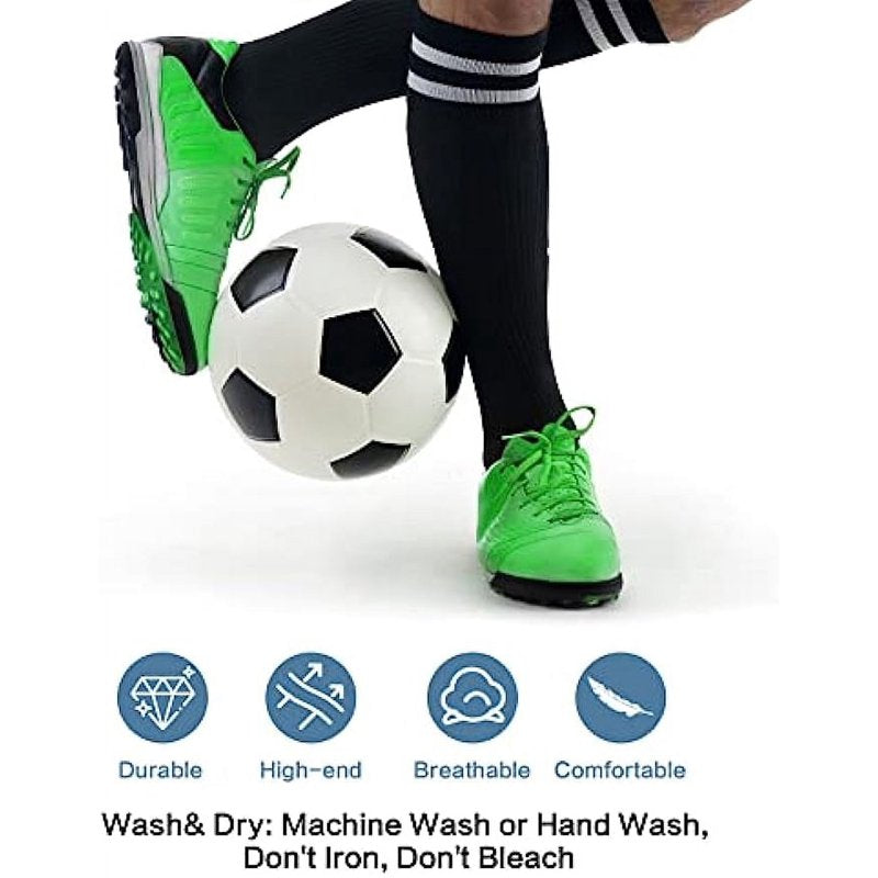 Kids Soccer Socks Pack for Ages 5-12 - Breathable, Cushioned Sports Socks