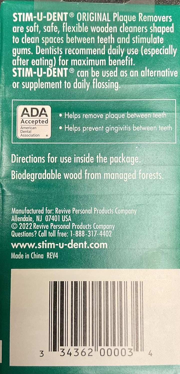 Stim-U-Dent Plaque Removers 3 Packs of 4x25 Picks/Pack (300 Picks) - Mint Flavor