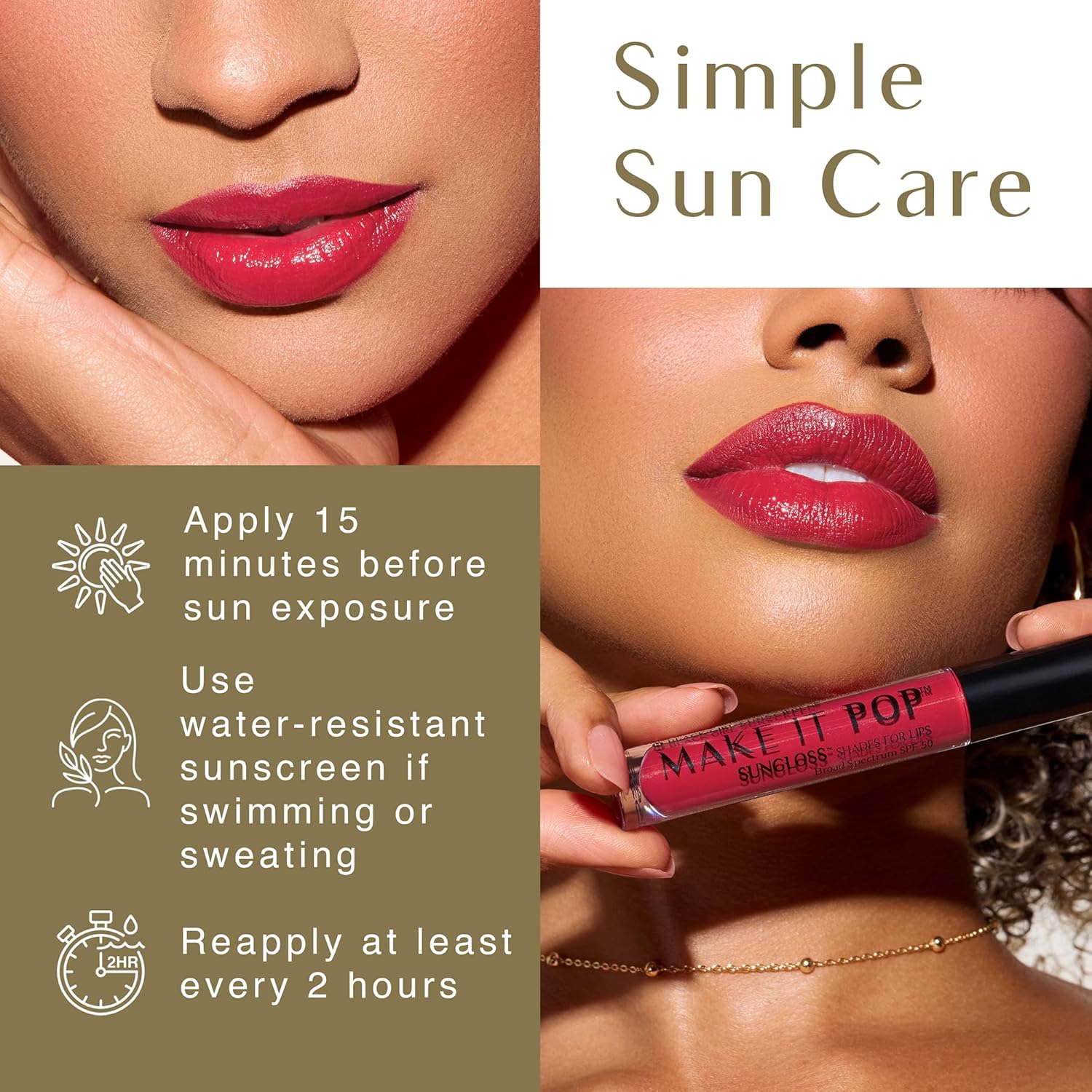 BlackGirlSunscreen BLACK GIRL SUNSCREEN - Make It Pop Sungloss - Revolutionary Sun Protection and Gloss in One - SPF 50 (Cherry Noir)